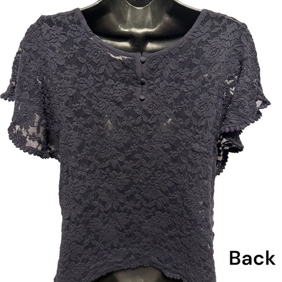 H&M L.O.G.G. Navy Lace Shirt with Loose Sleeves - Picture 7 of 7